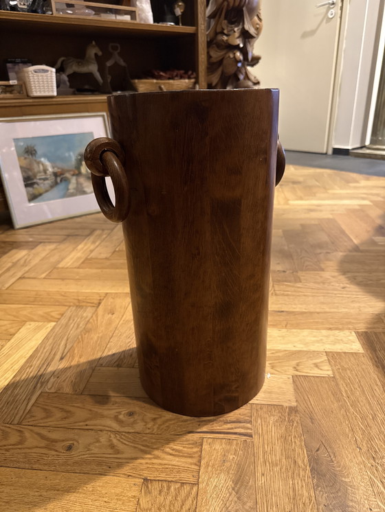 Image 1 of Vintage brutalistische of mid-century walnoten paraplubak (jaren 1950/60)