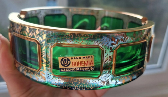 Bohemia Crystal Ashtray Emerald Green with Real Gold Czechoslovakia 60s/70s – Decorative Objects (photo 3 of 11)