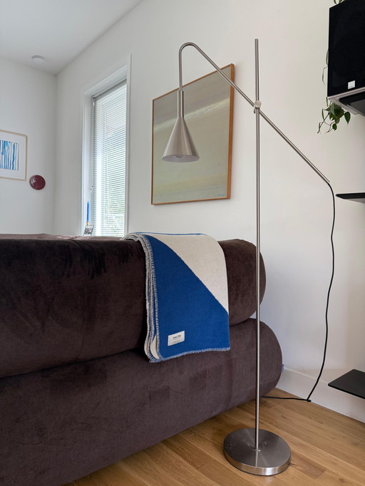 Sleek stainless steel floor lamp