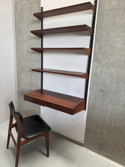 Ensemble étagère murale et bureau en teck Kai Kristiansen des années 1960