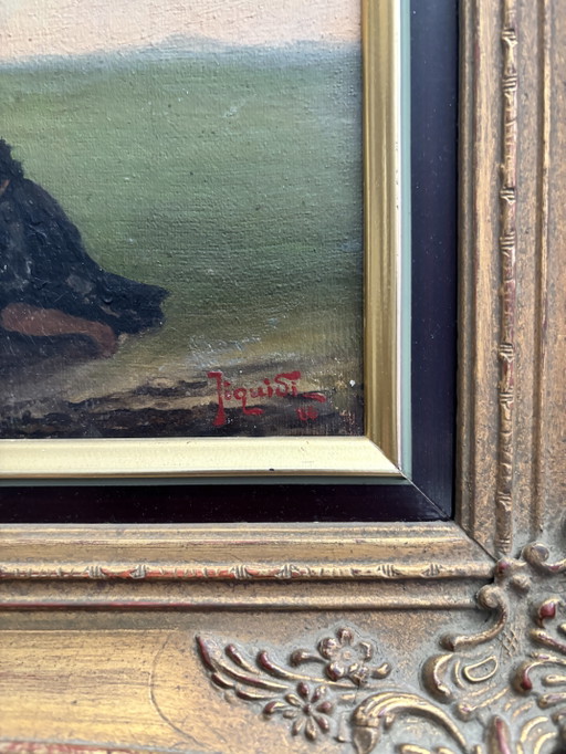 Original oil painting by Tiquidi - In an ornate frame – schilderijen tekeningen, Wood, Canvas (photo 2 of 4)