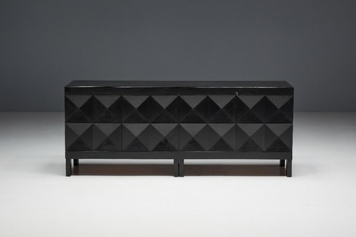 Credenza brutalista De Coene in rovere tinto, Belgio, anni '70