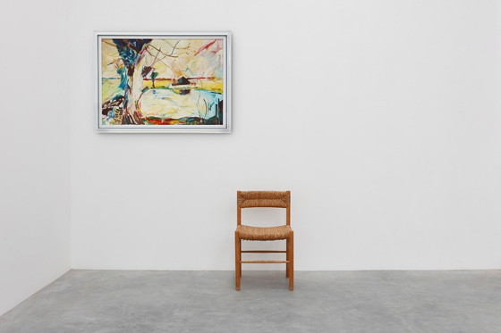 Image 1 of Paysage abstrait moderne, huile sur toile, signée, Belgique, 1982