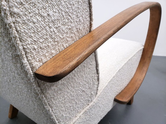 Image 1 of Set Of Two 1930 Jindrich Halabala Bentwood Armchairs In Premium Ivory Boucle