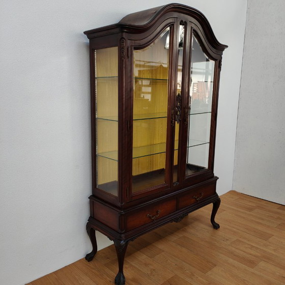 Image 1 of Vitrine, buffet, vaisselier, meuble mural de style Chippendale vintage