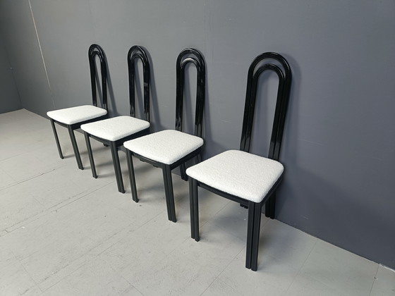 Image 1 of Ensemble de 4 chaises de salle à manger italiennes post-modernes, 1980S