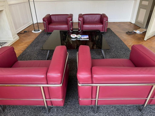 4x Cassina LC3 Fauteuil Rood