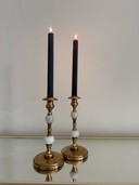 Gold-plated alabaster candlesticks 60s