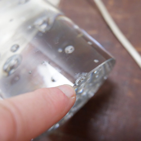 Image 1 of Glass lamp with air bubble pattern, "Daum France" style, circa 1975