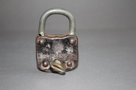 Image 1 of Old padlock, barn lock with key, shackle lock, working