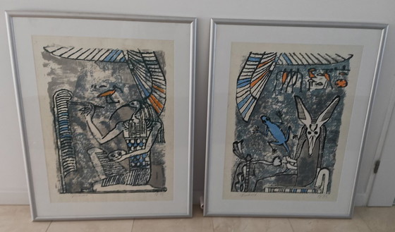 Image 1 of 2x Zeefdruk Carla Raadsveld in aluminium frame