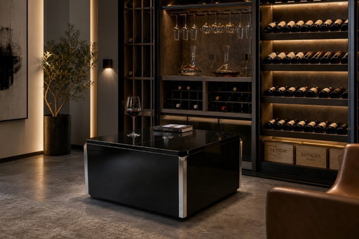 MEUBLE BAR ICONIQUE "ALVEO" Conçu par Willy Rizzo pour Mario Sabot – Esthétique monolithique des années 1970
