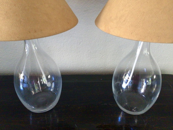 Set of 2 Vintage IKEA Table Lamps with Shade – Glass, Paper (photo 8 of 9)