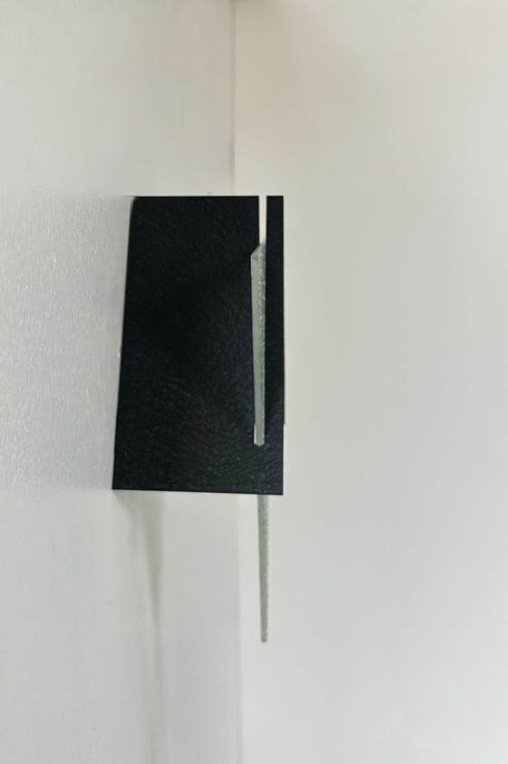 Image 1 of Lampada da parete geometrica vintage, metallo nero e vetro, Francia 1950