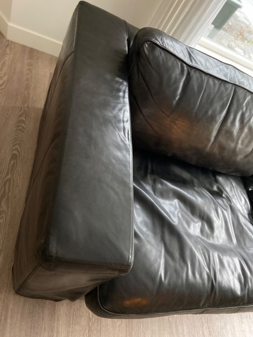 Canapé 3 places Machalke - cuir aniline (noir)