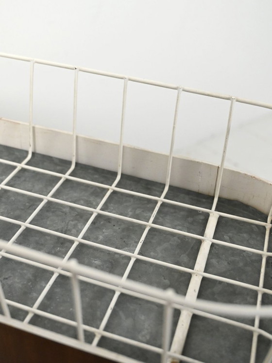 Image 1 of Scandinavian oval planter in metal and teak