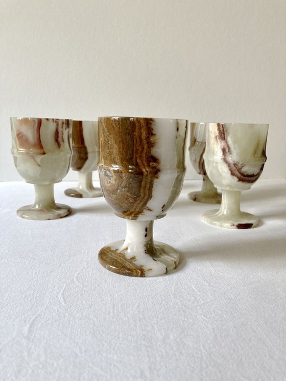 Image 1 of 6 copas con tallo de alabastro