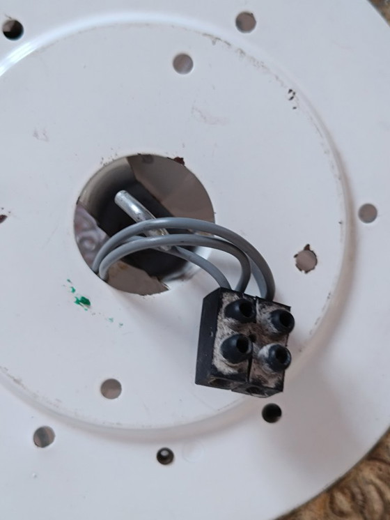 Image 1 of Plafondlamp van gegoten glas en messing uit de jaren 60