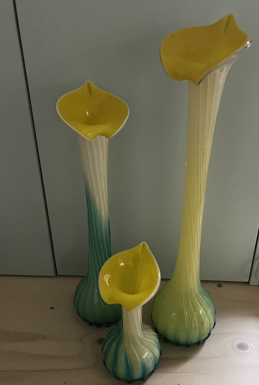 Set of Murano tulip vases