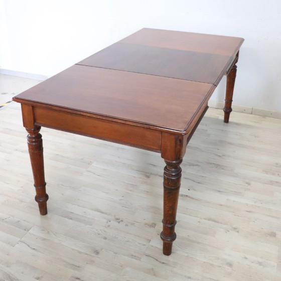 Extendable Dining Table in Walnut and Oak Wood, Italy Early 20th Century (photo 12 of 14)