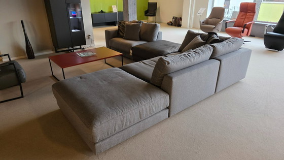 Image 1 of Corner sofa High End 345x302 fabric Gray leather Fango