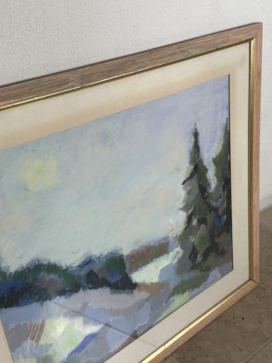 Image 1 of Atmospheric vintage painting with a soft, impressionistic landscape. Dimensions 61x70cm