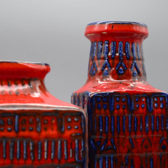 Image 1 of Retro BAY Ceramic Vase DUO 70-25 + 70-20 Fat Lava Vintage 60s WGP Mid-Century 