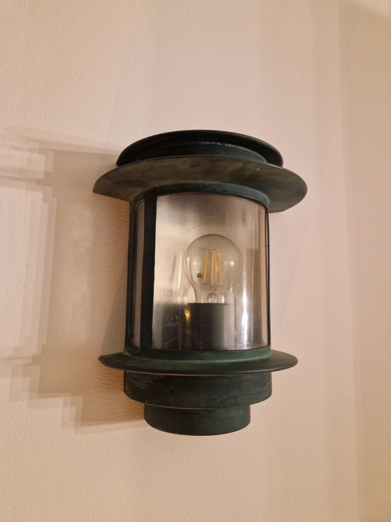 Old outdoor lamp - 1930s style - Art Deco - Germany – Wall lights, Glass, Metal (photo 5 of 11)