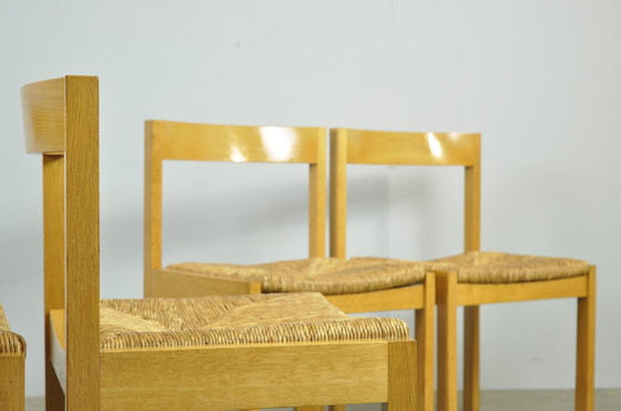Image 1 of Chaises de salle à manger vintage en chêne et osier en DUTCH DESIGN (6) par Gerard Geytenbeek, 1960s
