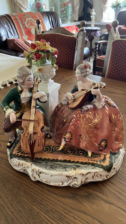 Exclusive Porcelain Figurine – Musical Couple – Hollywood Regency / Rococo