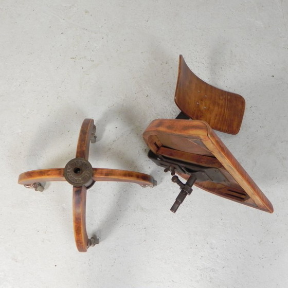 Sedia da ufficio Bauhaus, sedia da studio KRENZER, anni '30 – Sedie girevoli, Ghisa, Legno (photo 28 of 28)