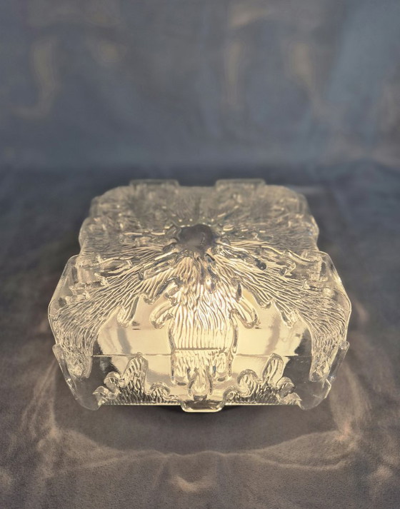 Image 1 of Mid Century Modern Glass Flush Mount Ceiling Light 20cm – Space Age Textured Crystal E27 Lamp