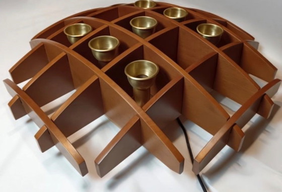 Iconica Wood Flush Mount Lamp with Angelo Brotto for Esperia – Wall lights, Brass (photo 24 of 30)