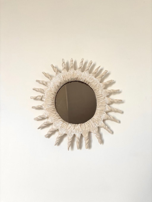 French contemporary ceramic mirror, "Sole II" by Renzo Maar