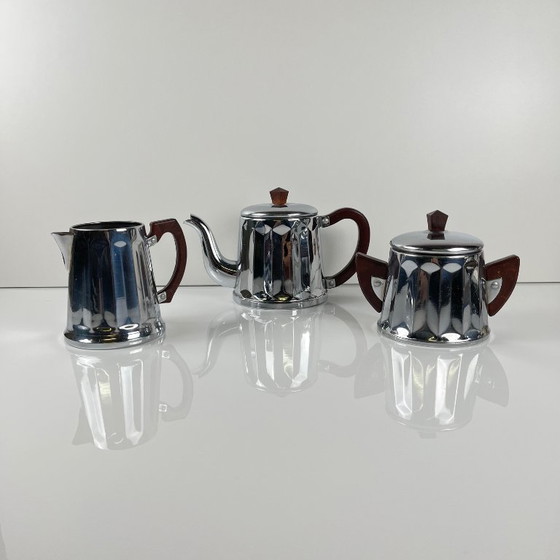 Image 1 of Set da caffè vintage in metallo cromato e bachelite, anni '40/'50