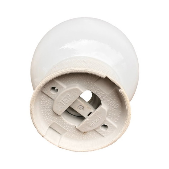 Image 1 of Industriële wandlamp, wit, glas, FOTON, Polen, jaren 60.