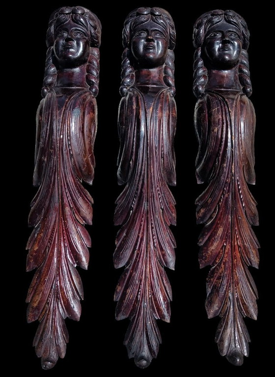 Image 1 of Cariatide scolpita in legno antico 3: Donna