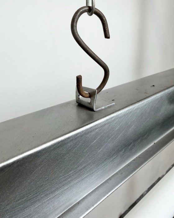 Image 1 of Industriële, gepolijste hanglamp met buisvormige armatuur, jaren 70