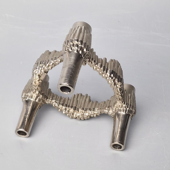 Image 1 of Set Van 5 Modulaire Vintage Kandelaars, Quist Nagel (Variomaster), West Duitsland, Kleur: Nikkel