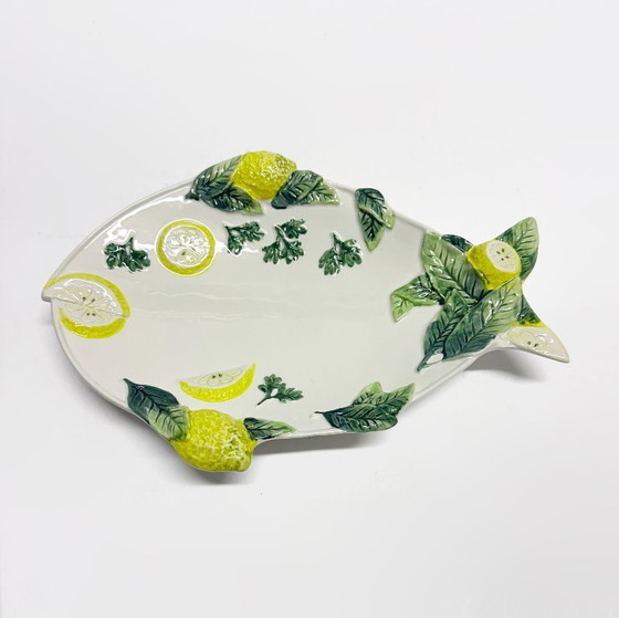 Image 1 of Set van 8 Italiaanse Barbotine keramische visborden