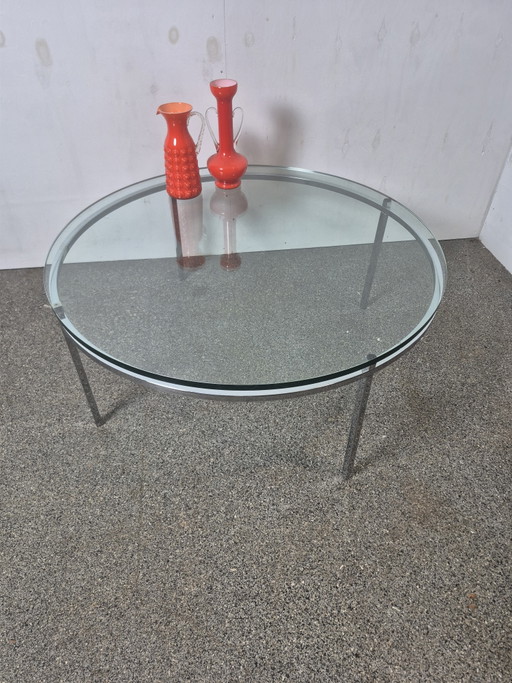 Vintage Design Coffee Table – Chrome & Glass – 1970s – Ø110 Cm – salontafels