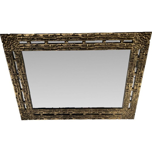 Miroir vintage en bronze doré par Luciano Frigerio, Italie 1970