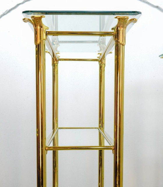 Image 1 of Hollywood Regency Style Ramiro Tarazona 24 Carat Gold Plated Mid-Century Display Cabinet with Glass Shelves. Spain, 1980s.