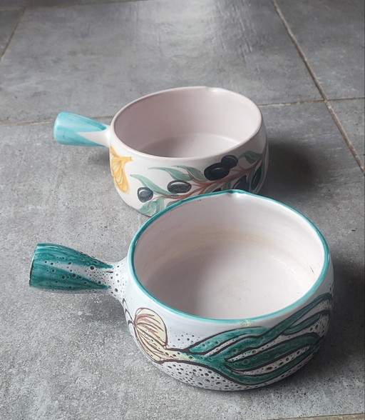 Par de sartenes grandes de cerámica Vallauris