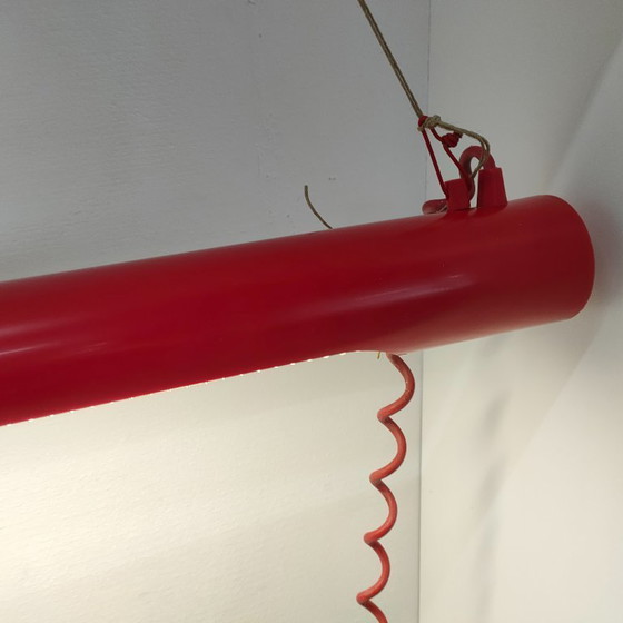 Image 1 of Ampia lampada vintage a tubo fluorescente massiccia in stile pop art da soffitto (rosso)