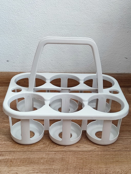 Porte-bouteilles Curver vintage, panier porte-bouteilles en plastique blanc crème