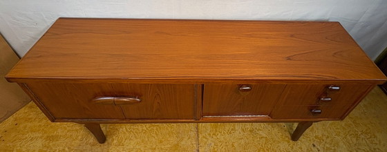 Image 1 of Mid-Century Retro Vintage Teak Sideboard by Jentique 1960s  Iconic Wooden Handles • Cocktail Cabinet • British Design Classic  A