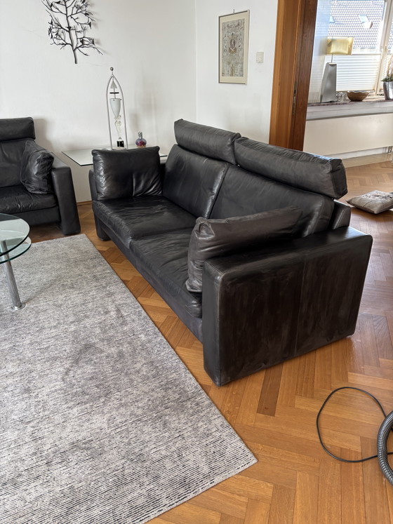 Image 1 of COR lederen zitmeubelset (2x2-zitsbank, fauteuil + kruk)