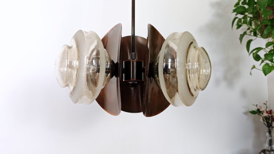 Image 1 of Lampadario Sputnik Vintage / Lampada a sospensione in rame / Plafoniera / Lampada a sospensione / Jugoslavia anni '70 / Illumina