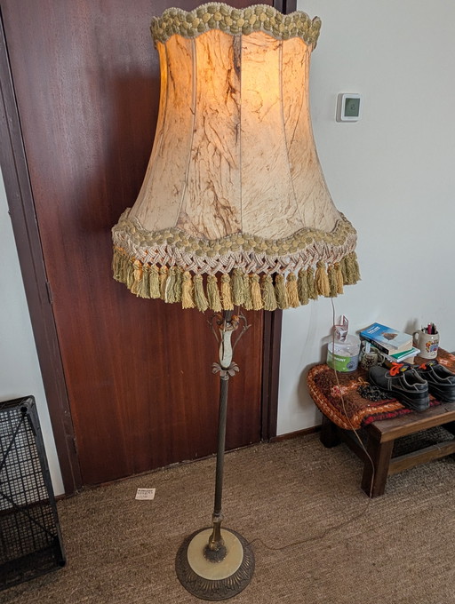 Rara lampada da terra in stile Hollywood Regency – Onice massiccio e bronzo patinato – Anni '60